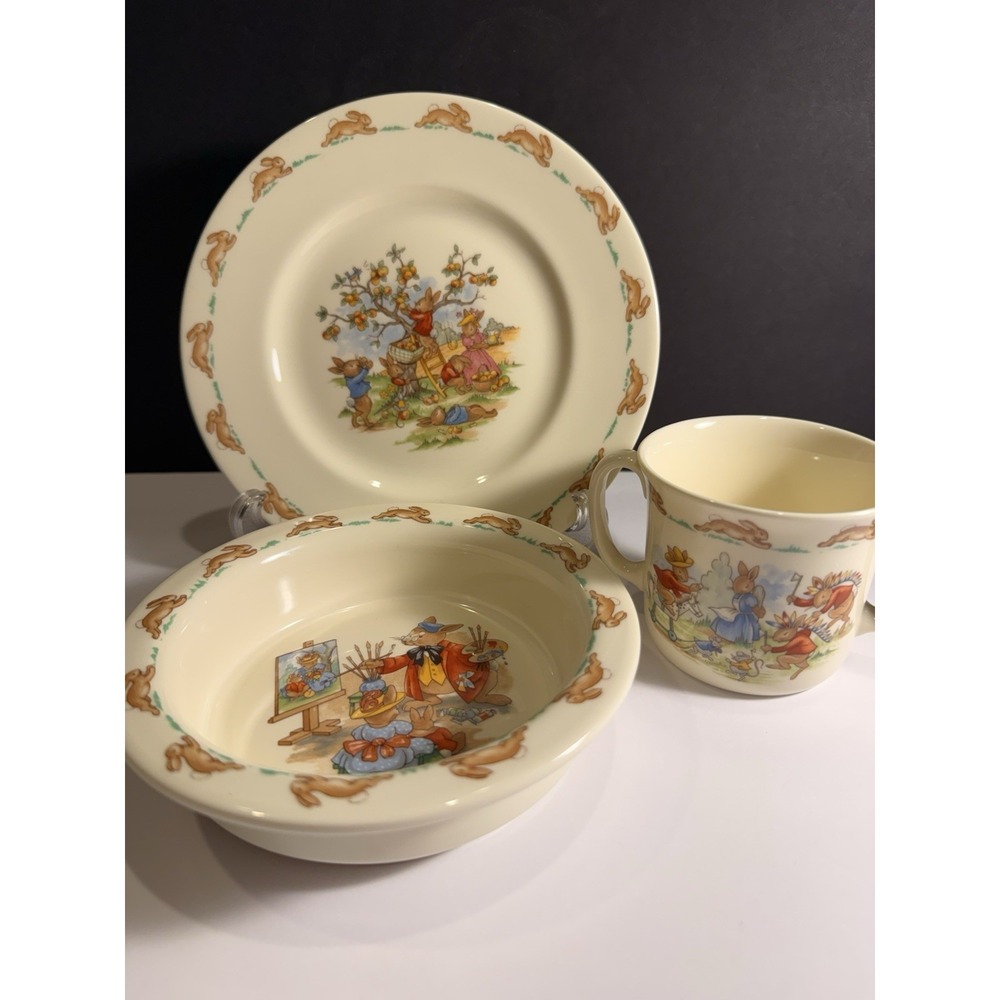 Royal Doulton Bunnykins Child Dinner Set Plate Bowl Mug England